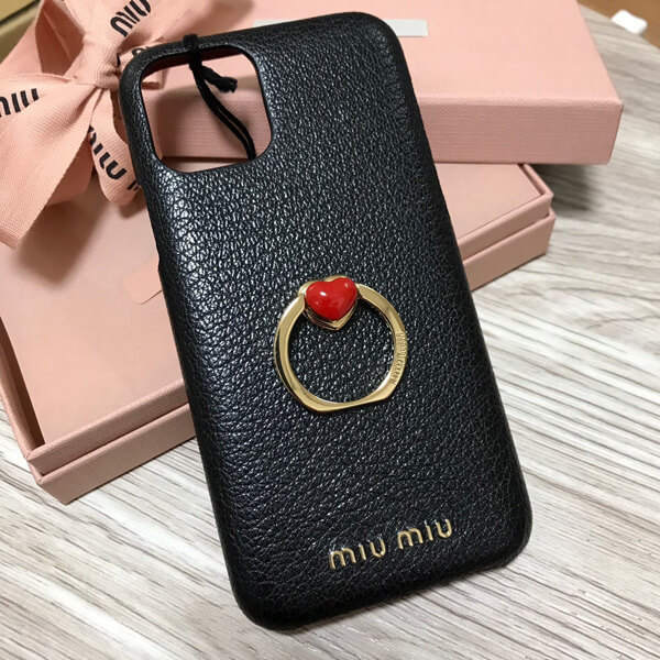 ミュウミュウ Iphoneケース コピー Iphone 11pro 11promax ケース リング付きで ハート ビジューがついたキュートなデザイン1113ba1